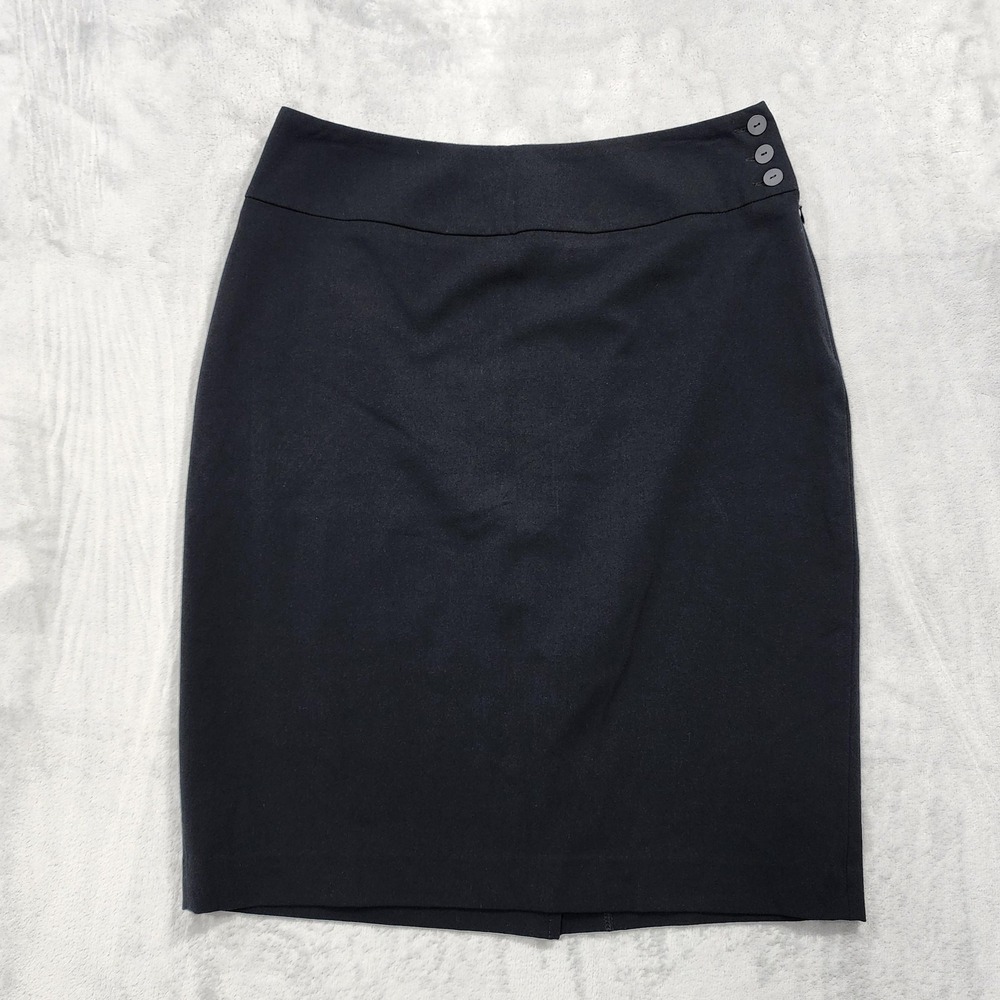 Taylor Brooke Skirt Womens 10 Black Twill Pencil Knee Length Stretch Zip Office